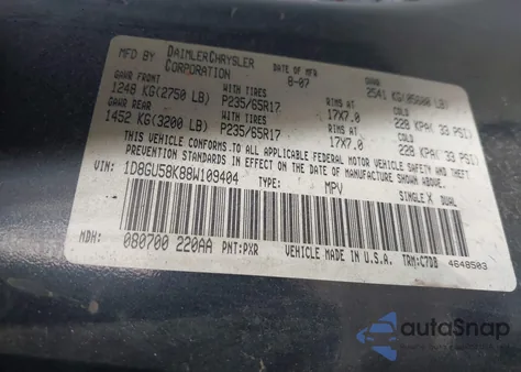 2008 Dodge Nitro Slt/Rt from USA, damaged, VIN 1D8GU58K88W109404